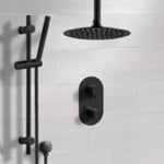 Remer SFR61 Black Thermostatic Ceiling Shower System with Handheld